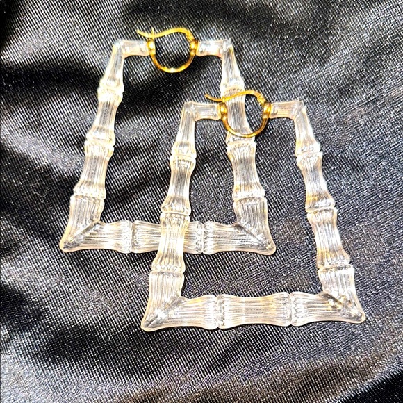 Gold and Honey Jewelry - Gold & Honey Clear Lucite Bamboo Hoop Earrings